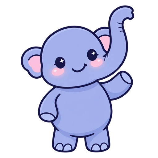 Qly the elephant waving hello